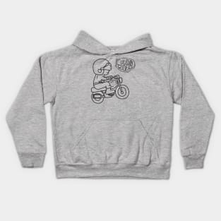 line art of Cute Boy motorcycle rider Kids Hoodie